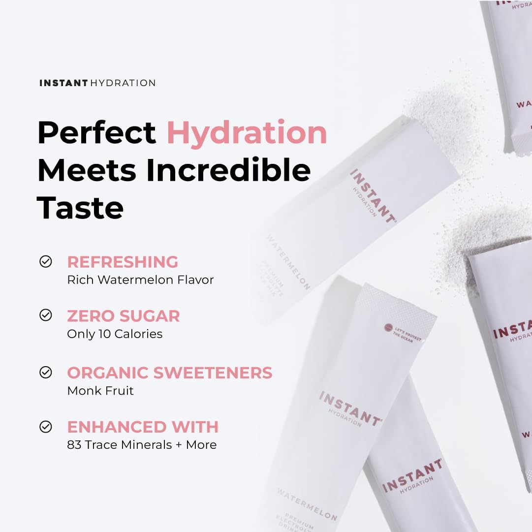 Instant Hydration Electrolytes Powder Packets - Premium NSF Certified - Keto, Vegan, Gluten-Free, Non-GMO - Boost Recovery, Brain Function, Muscle & Tissue Health