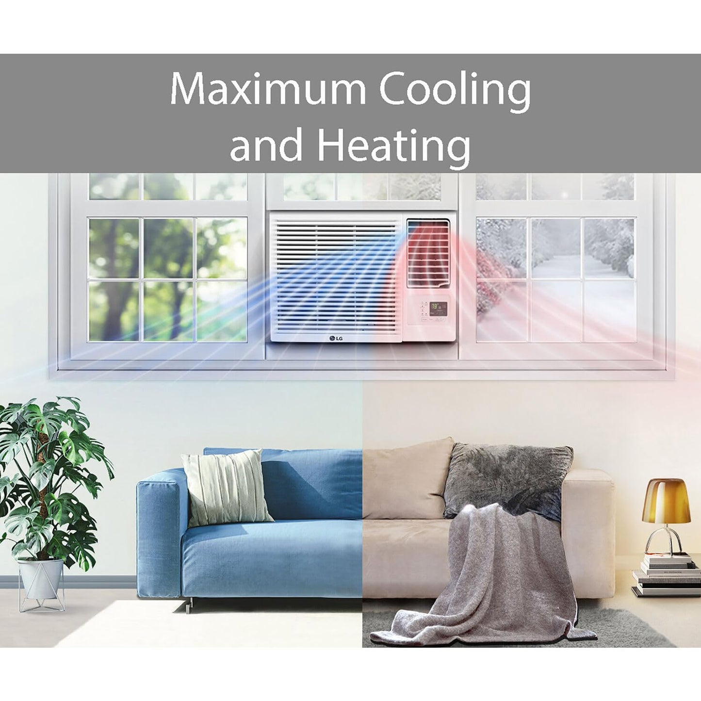 LG LW1223HR 12200 BTU Window Air Conditioner with 570 Square Feet Coverage, Quiet Operation, and LED Display (White)