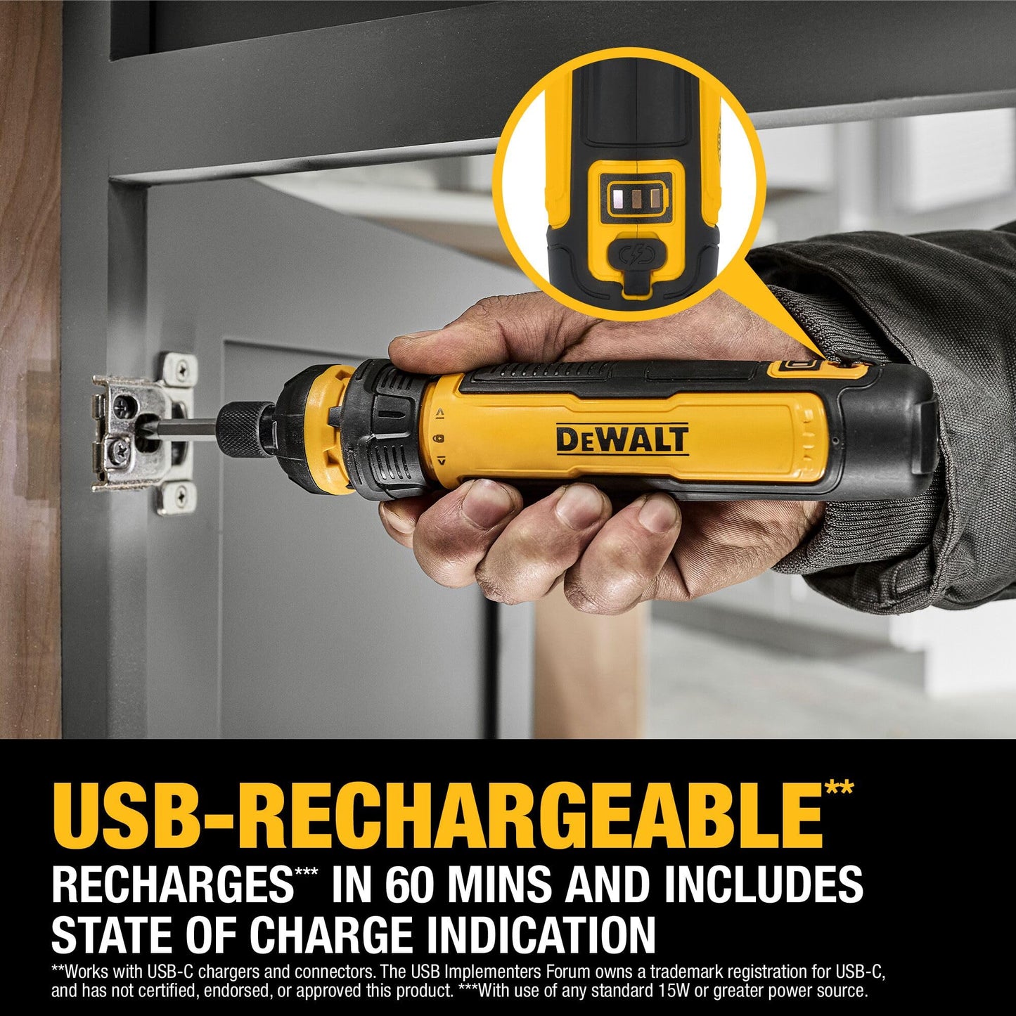 DEWALT Cordless Screwdriver USB Rechargeable with FLEXDRIVE Control and Screwdriver Bit Set, Electric Screwdriver Cordless with LED Light (DWHT66719)