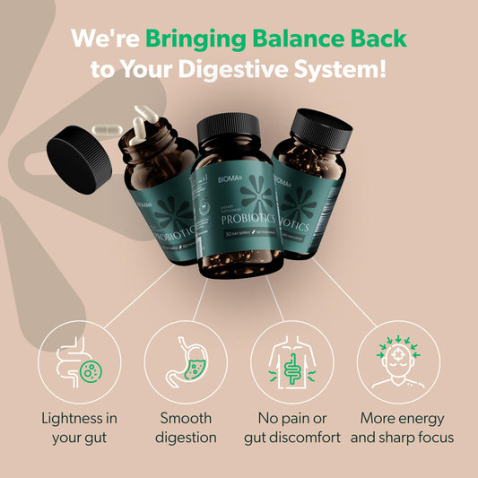 BIOMA Probiotics - Digestive Health Probiotic - Gut Support for Men & Women with Xylooligosaccharides, Tributyrin & Bifidobacterium - Vegan & Gluten Free - 60 Delayed-Release Capsules (30-Day Supply)