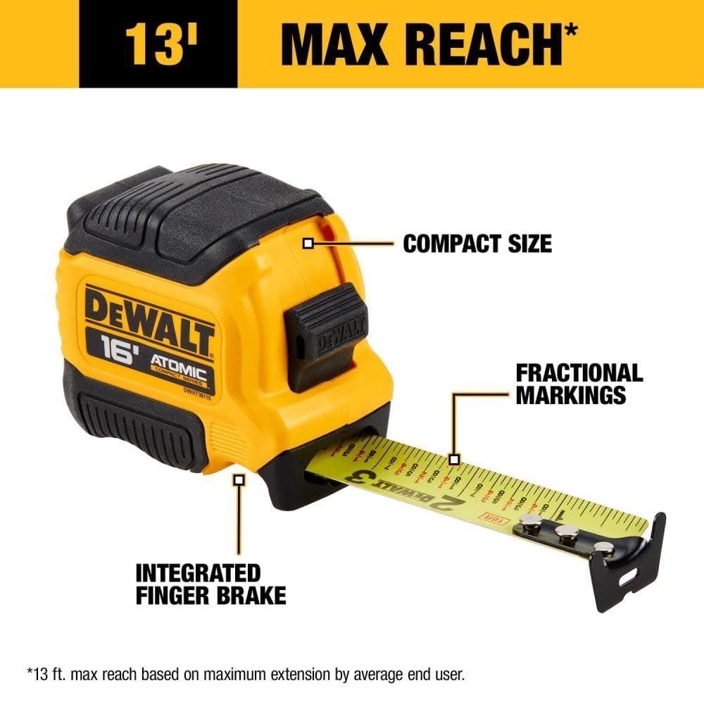 Stanley Dewalt DWHT38116S Atomic 16' Tape Measure