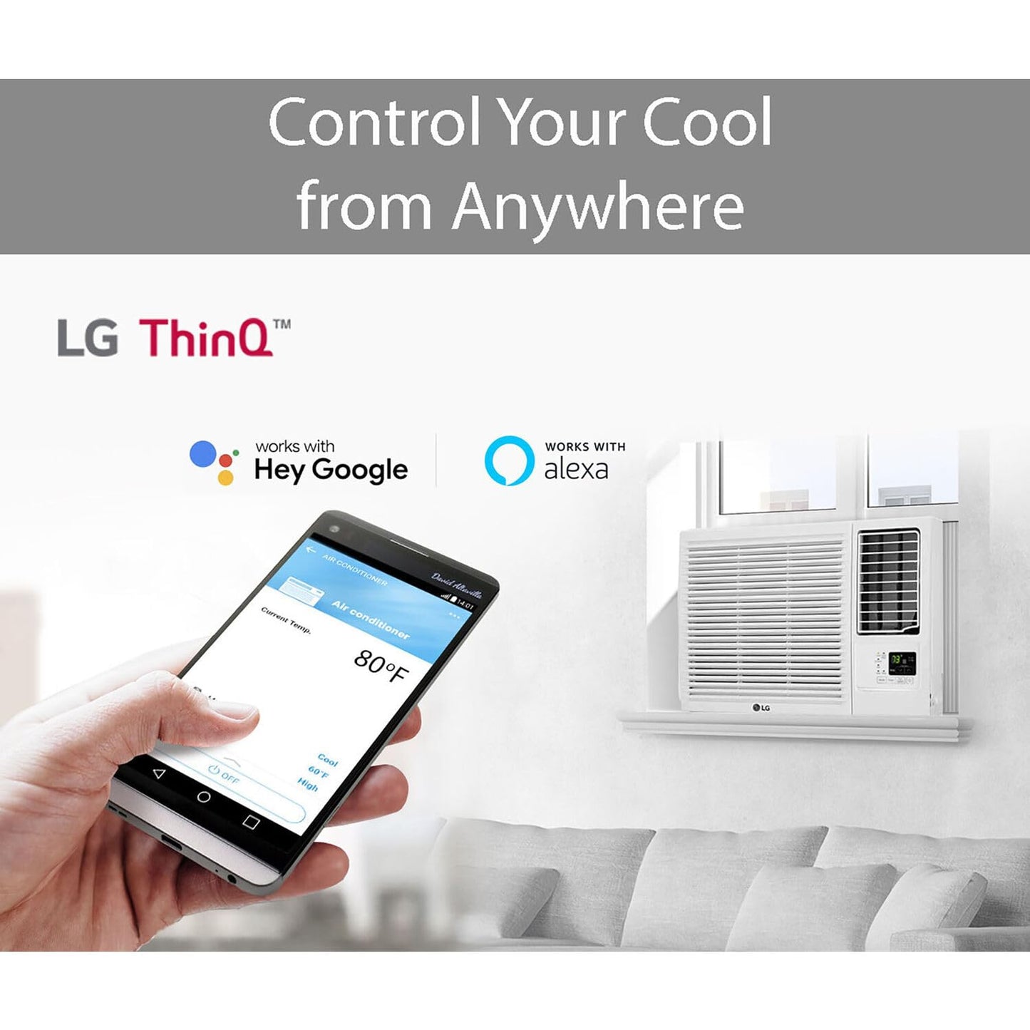 LG LW1223HR 12200 BTU Window Air Conditioner with 570 Square Feet Coverage, Quiet Operation, and LED Display (White)