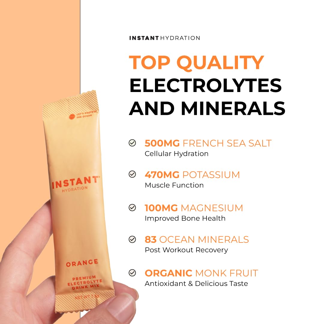 Instant Hydration Electrolytes Powder Packets - Premium NSF Certified - Keto, Vegan, Gluten-Free, Non-GMO - Boost Recovery, Brain Function, Muscle & Tissue Health