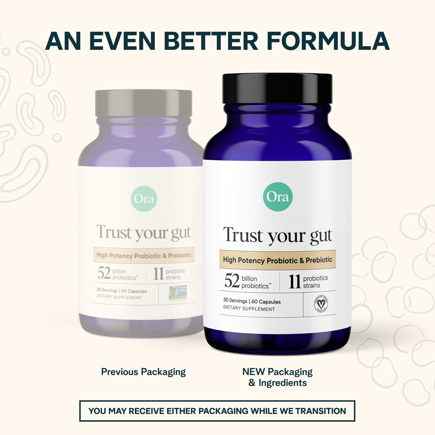 Ora Organic Probiotics and Prebiotics for Digestive Wellness - 16 Billion CFU, 6 Clinically Studied Strains, Vegan, Dairy & Gluten Free | Nourish Your Gut Health, 60 Capsules