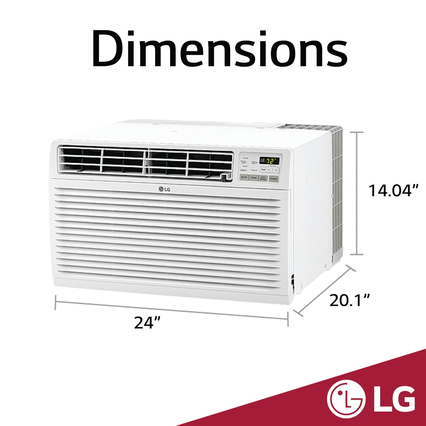 LG 11,800 BTU Through the Wall Air Conditioner, 230/208V, Cools up to 440 Sq. Ft. for Bedroom, Living Room, Apartment, with Remote, 3 Cool & Fan Speeds, Wall AC Unit, White