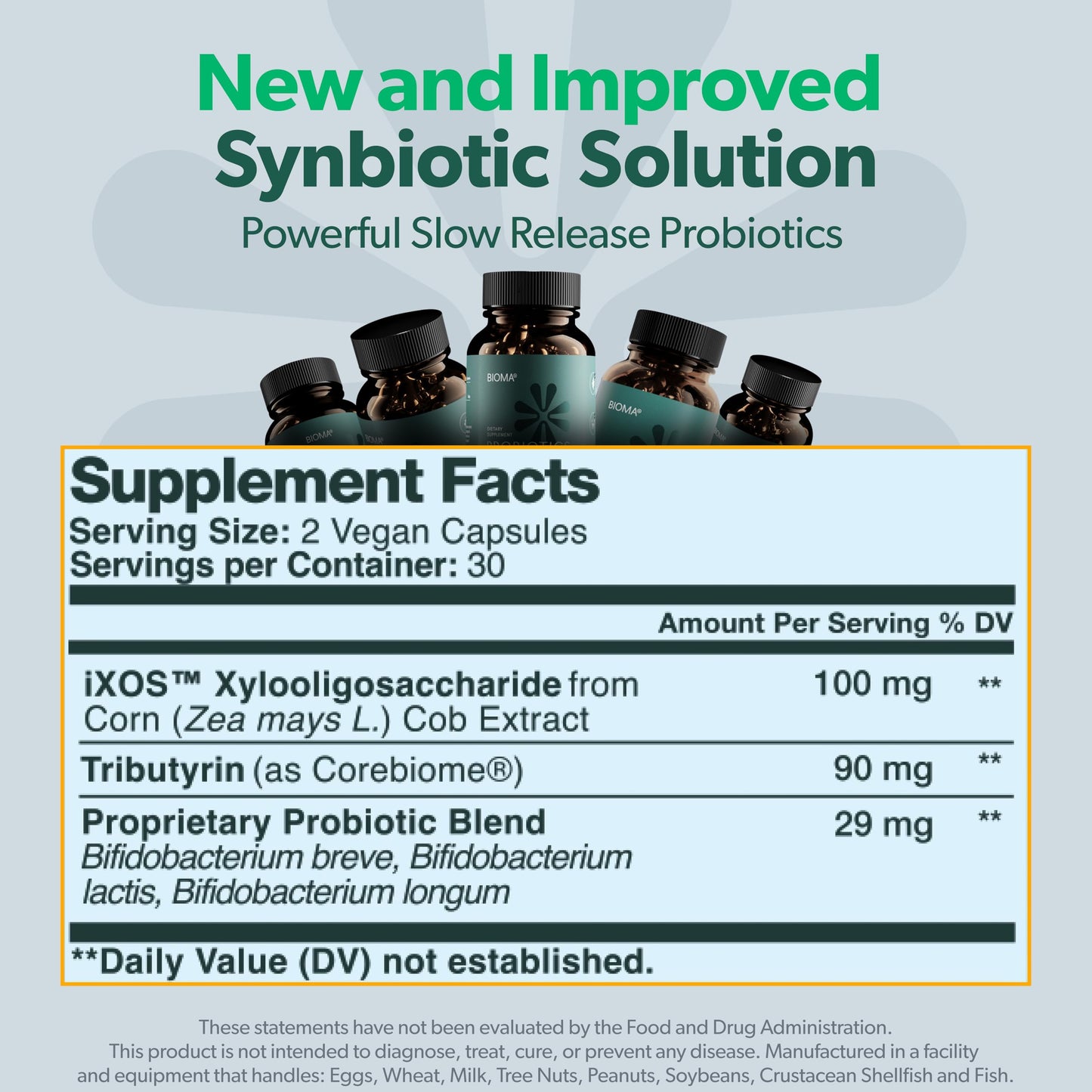 BIOMA Probiotics - Digestive Health Probiotic - Gut Support for Men & Women with Xylooligosaccharides, Tributyrin & Bifidobacterium - Vegan & Gluten Free - 60 Delayed-Release Capsules (30-Day Supply)